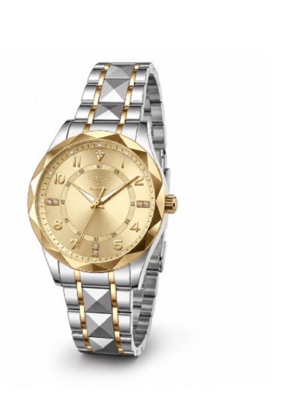 Invicta Two-Tone Gold and Silver Women's Bracelet Watch with Faceted Bezel